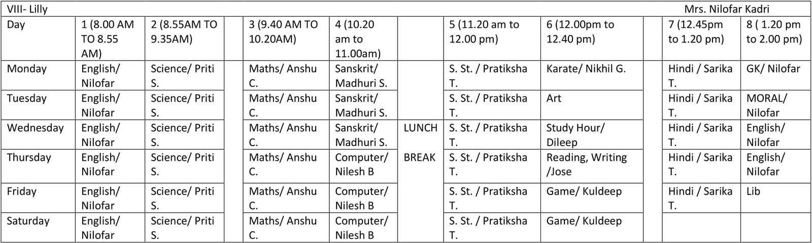 Time Table 2024-25